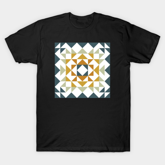 Geometric Quilt Shapes | Earthy Teal T-Shirt by ApricotBirch